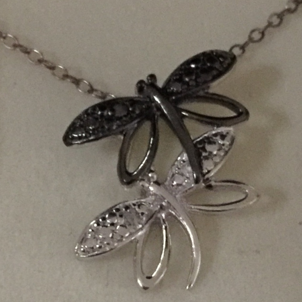 Diamond Accent Sterling Butterfly Necklace
